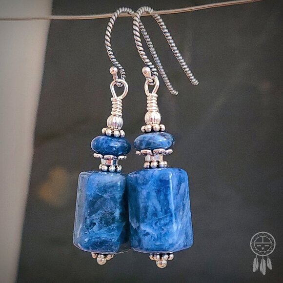 Sodalite Earrings Sterling Silver Hooks - Picture 6 of 11